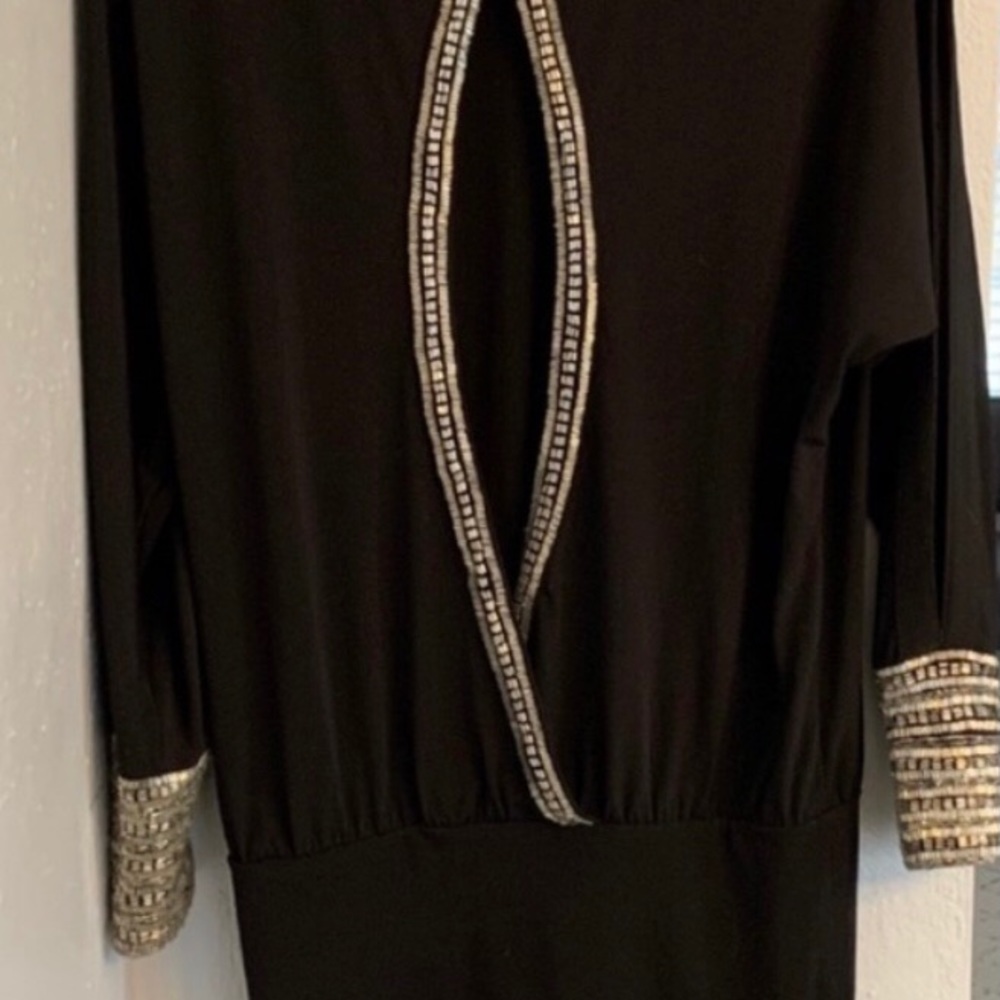 Sexy Black Mini  Party dress with Silver trimming